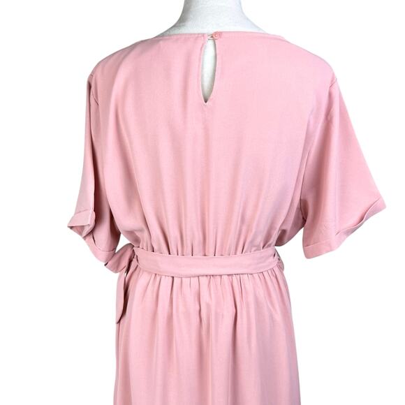 Roolee Classic Taylor Jane Blush Pink Faux Wrap Hi Low Maxi Bridesmaid Dress - Picture 7 of 15